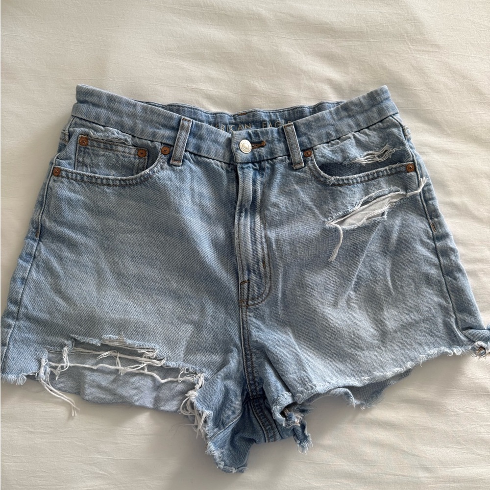 American Eagle Outfitters Light Blue Distressed Jean Shorts